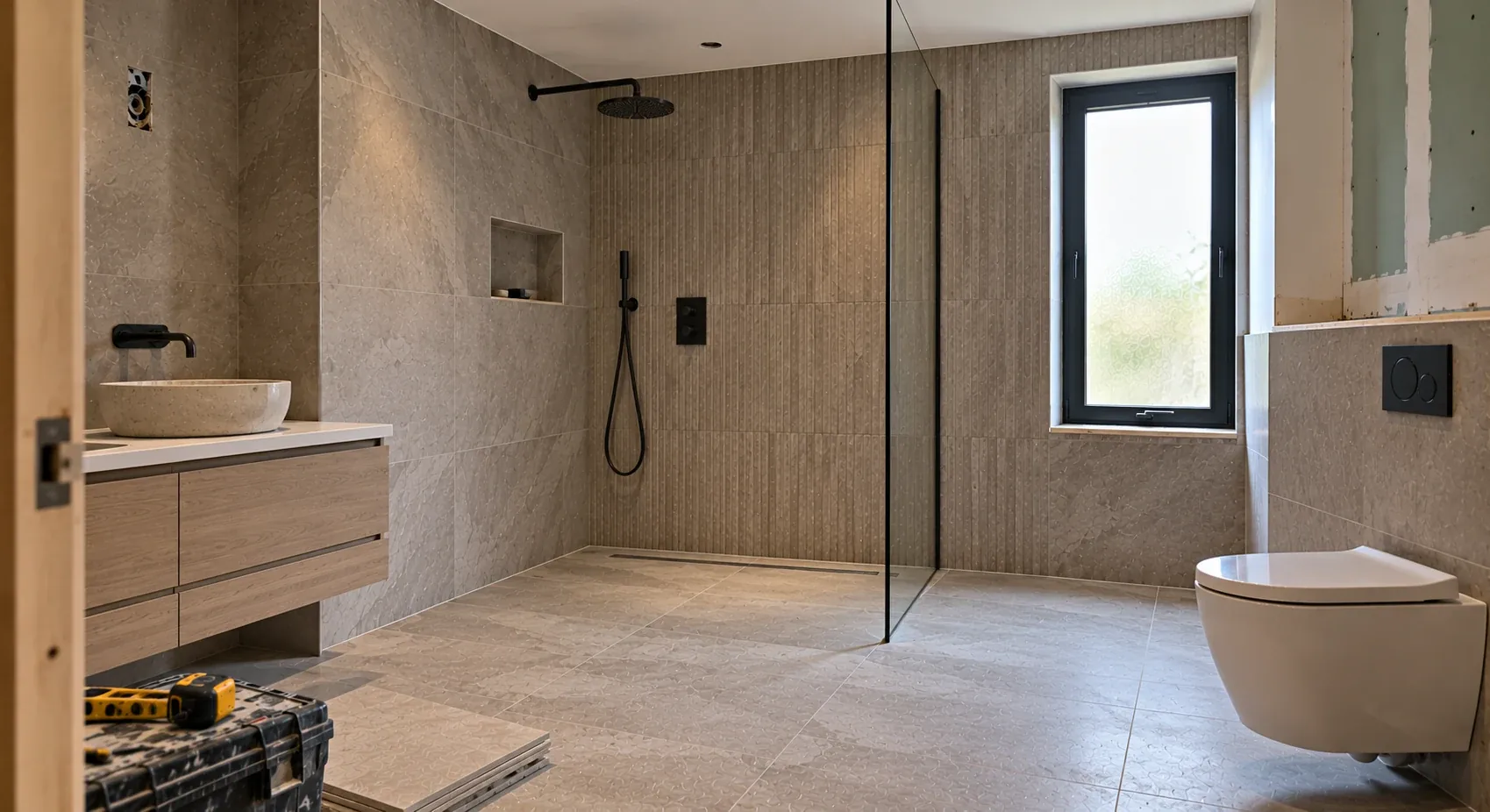 Wet room installation in progress in Horsforth